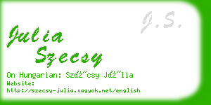 julia szecsy business card